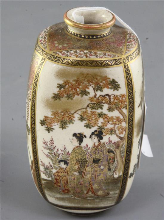 A Japanese Satsuma pottery vase and a pentafoil shaped box and cover, early 20th century, 12.5cm and 7cm